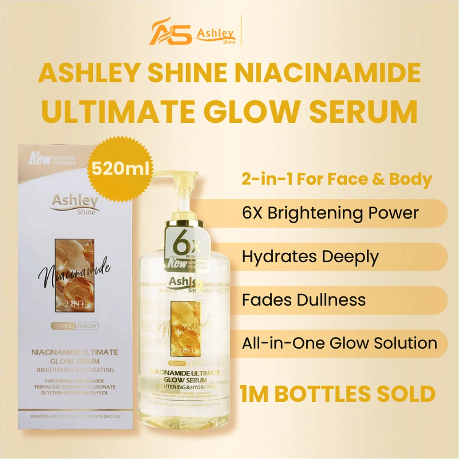 Ashley Shine Niacinamide Ultimate Glow Serum 2 in 1 Ashley Shine Niacinamide Ultimate Glow Serum 2 in 1