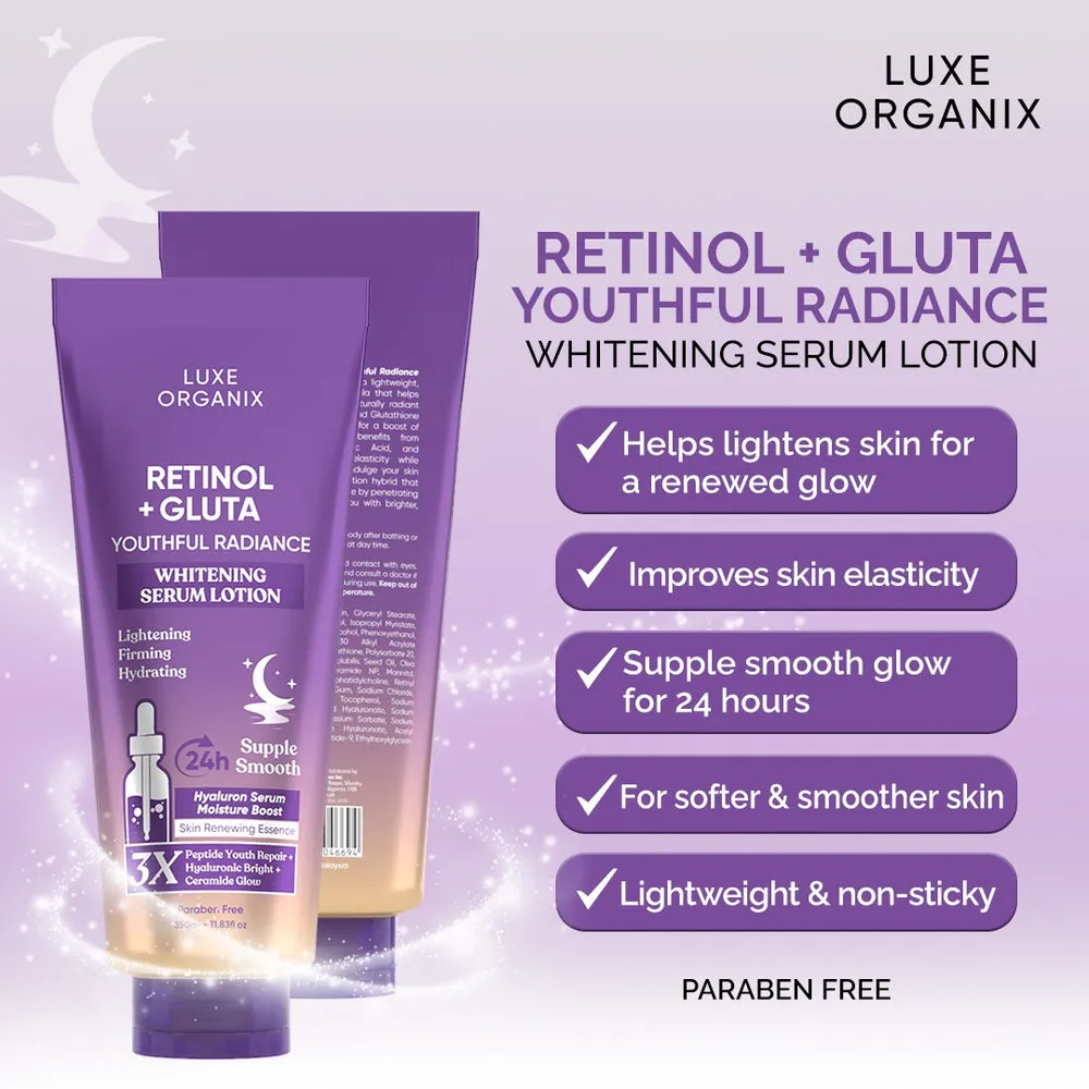 Retinol + Gluta Youthful Radiance Whitening Serum Lotion Retinol + Gluta Youthful Radiance Whitening Serum Lotion