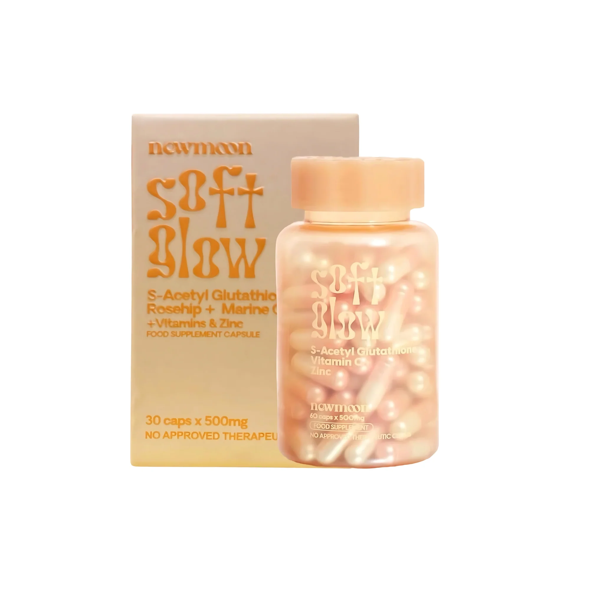 New Moon Soft Glow – S-Acetyl Glutathione, Rosehip, Collagen, Vitamins & Zinc New Moon Soft Glow – S-Acetyl Glutathione, Rosehip, Collagen, Vitamins & Zinc