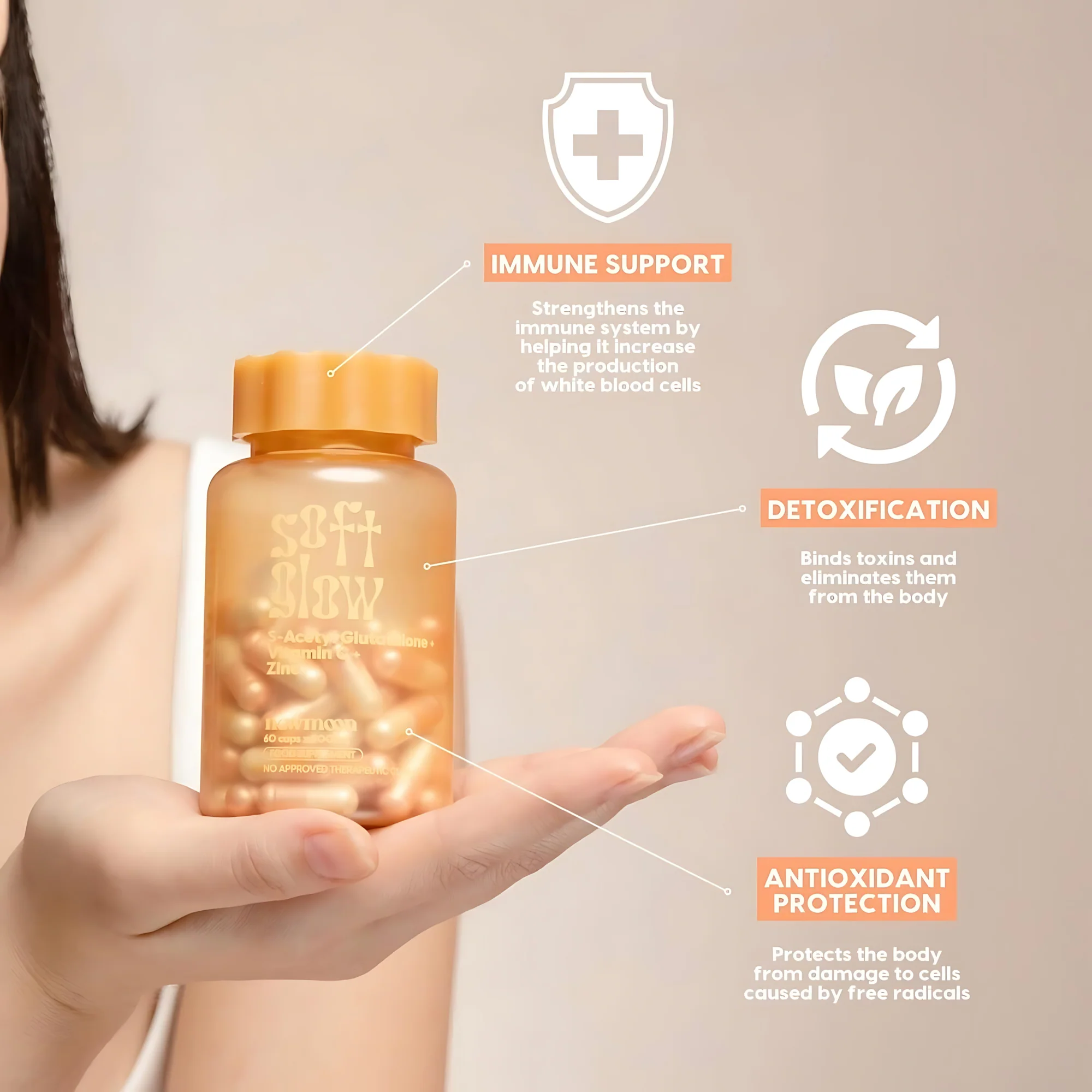 New Moon Soft Glow – S-Acetyl Glutathione, Rosehip, Collagen, Vitamins & Zinc New Moon Soft Glow – S-Acetyl Glutathione, Rosehip, Collagen, Vitamins & Zinc