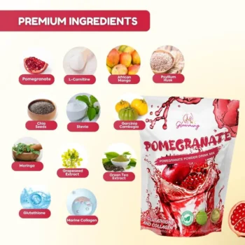 Glowming Pomegranate With Glutathione & Collagen Powder Drink Mix