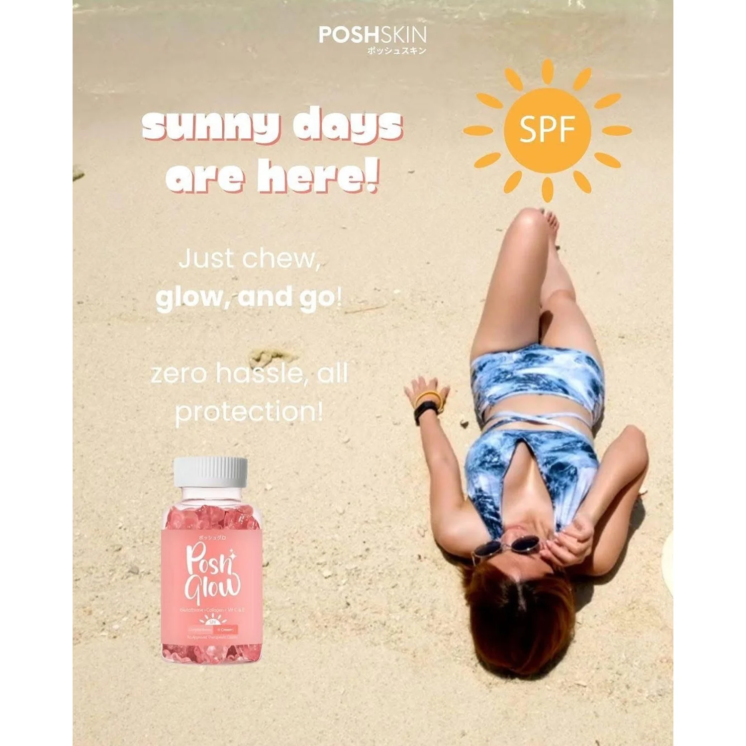 Posh Glow All-In-One Beauty Gummy – Lychee Flavor Posh Glow All-In-One Beauty Gummy – Lychee Flavor