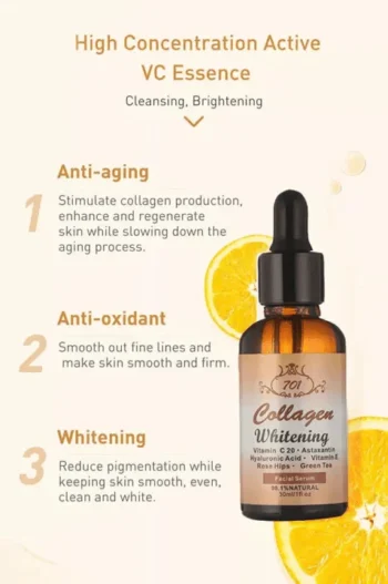 701 Collagen Whitening Facial Serum – 30ml - Image 3