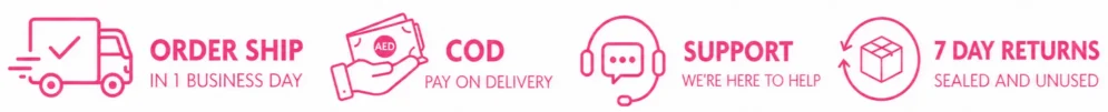 Fast delivery, cash on delivery, support, 7 day returns